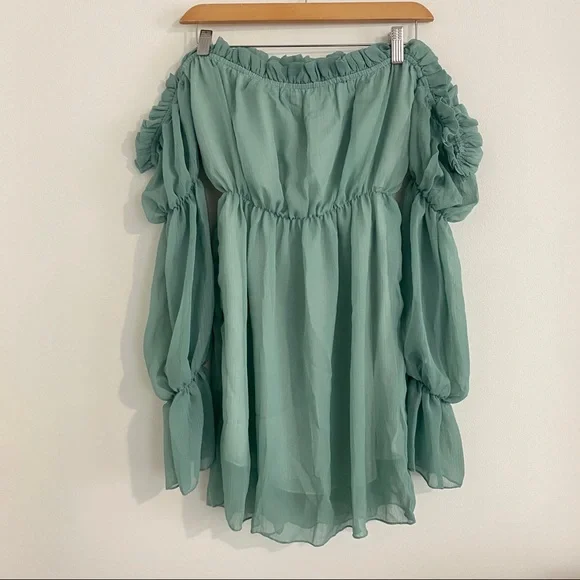 Amazon | Dresses | Sage Green Off The Shoulder Mini Dress | Poshmark